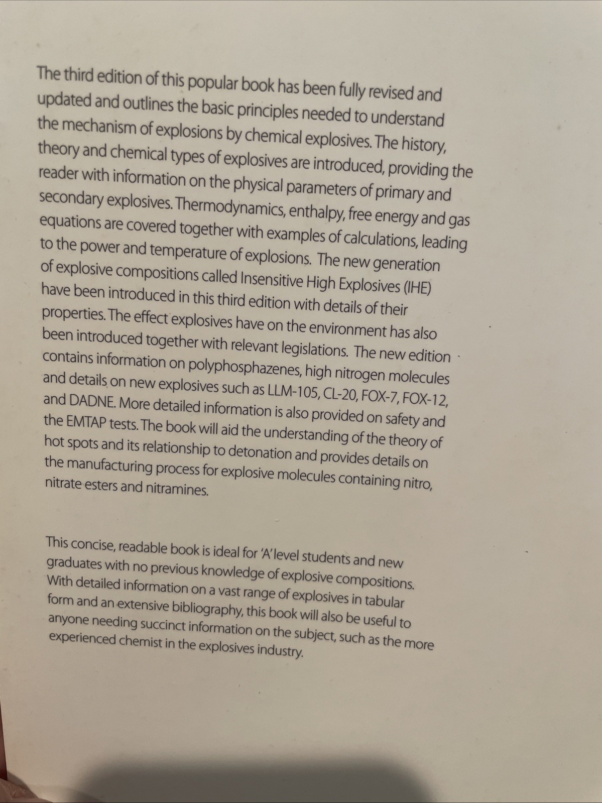 The Chemistry Of Explosives – 3rd edition (RSC Publishing) / J. Akhavan