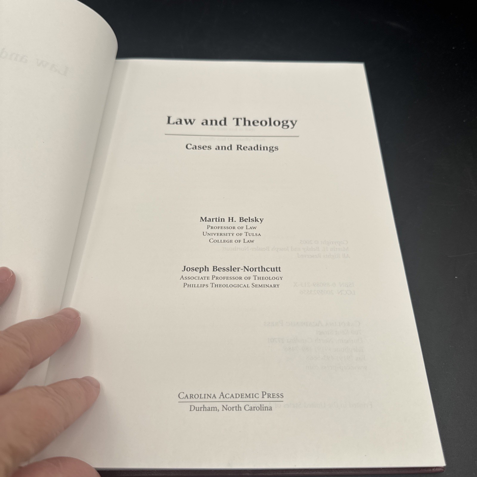 Law & Theology Cases & Readings Carolina Academic Press 2005 Belsky, Northcutt