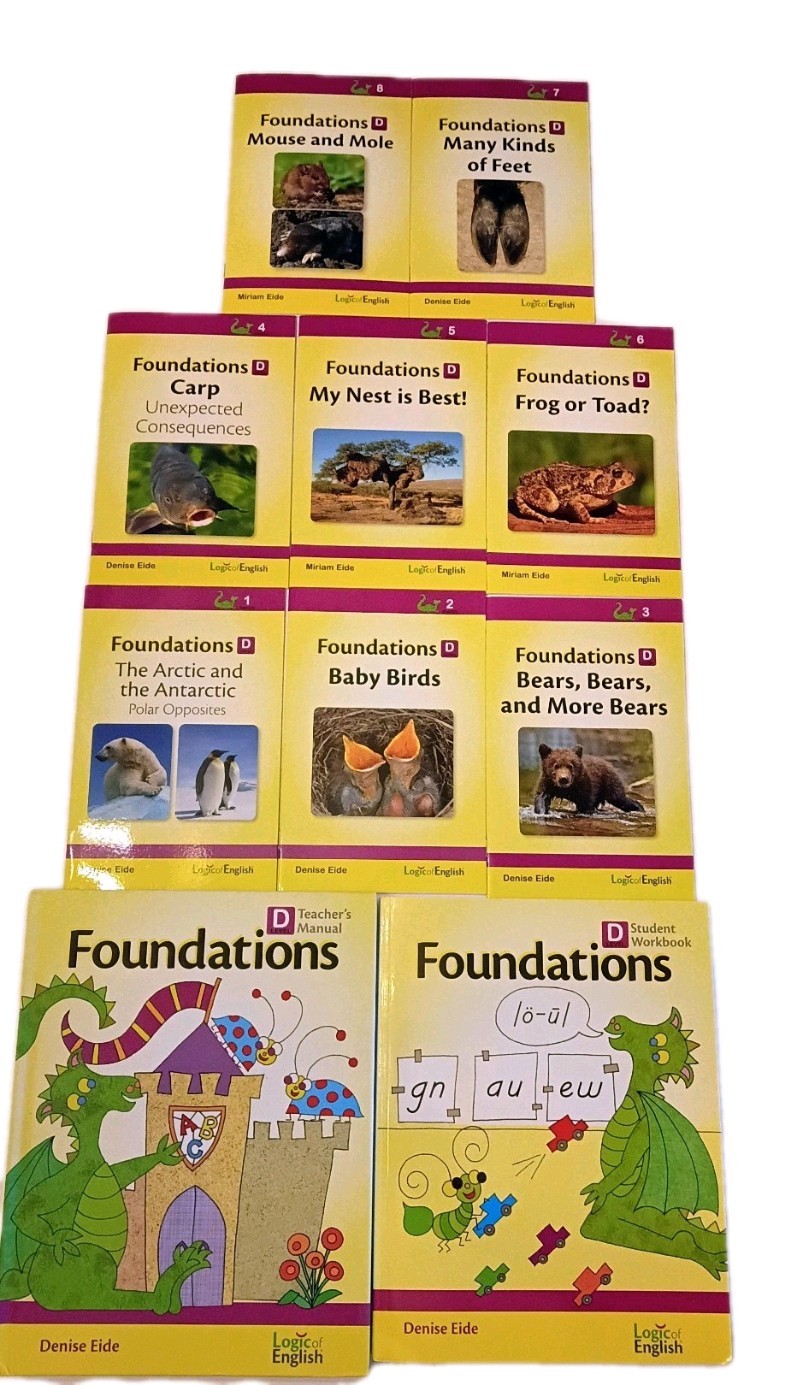 Logic of English Foundations D Complete Lot Teacher’s Manual, Workbook 8 Readers