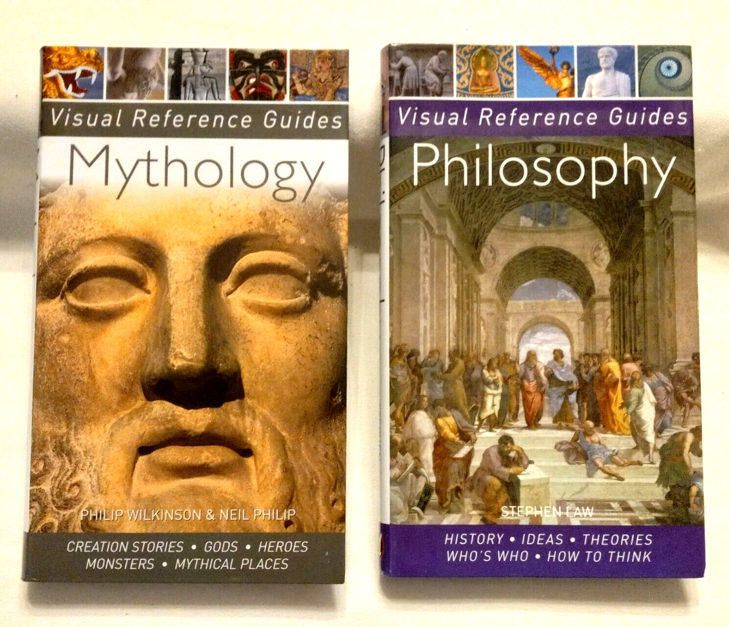 LOT OF 2 VISUAL REFERENCE GUIDES MYTHOLOGY AND PHILOSOPHY METRO BOOKS