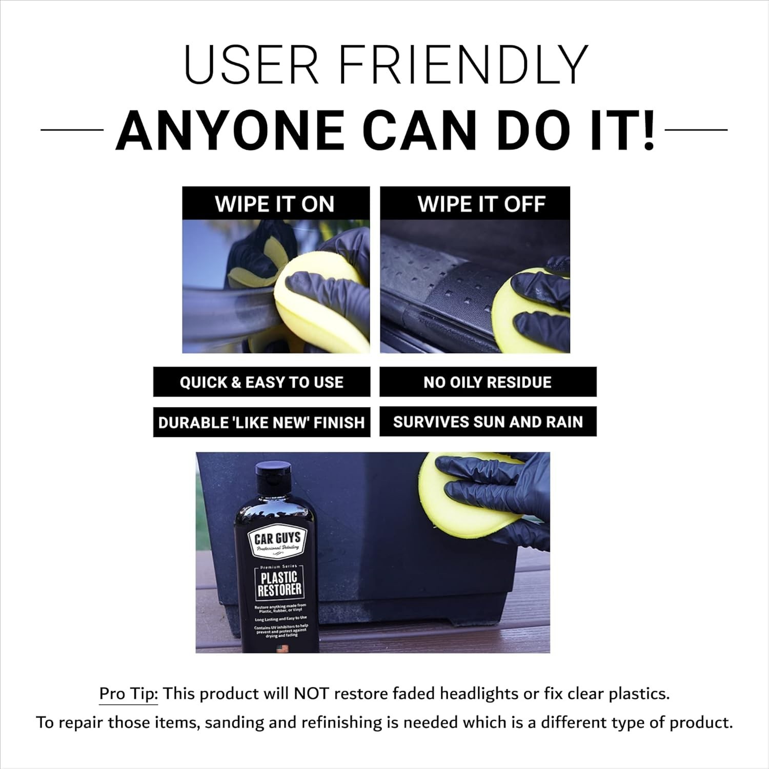 Ultimate Plastic & Vinyl Restorer – Water-Repellent and Oily-Free – 8 Oz Kit