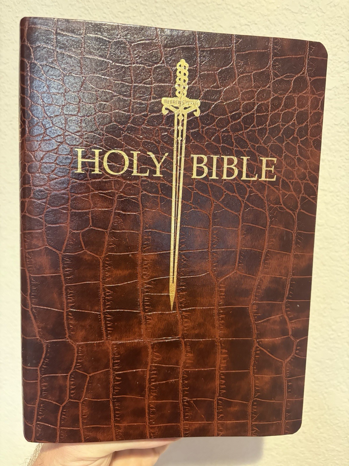 KJV Sword Bible, Large Print Alligator Bonded Leather, Thumb Index *READ*