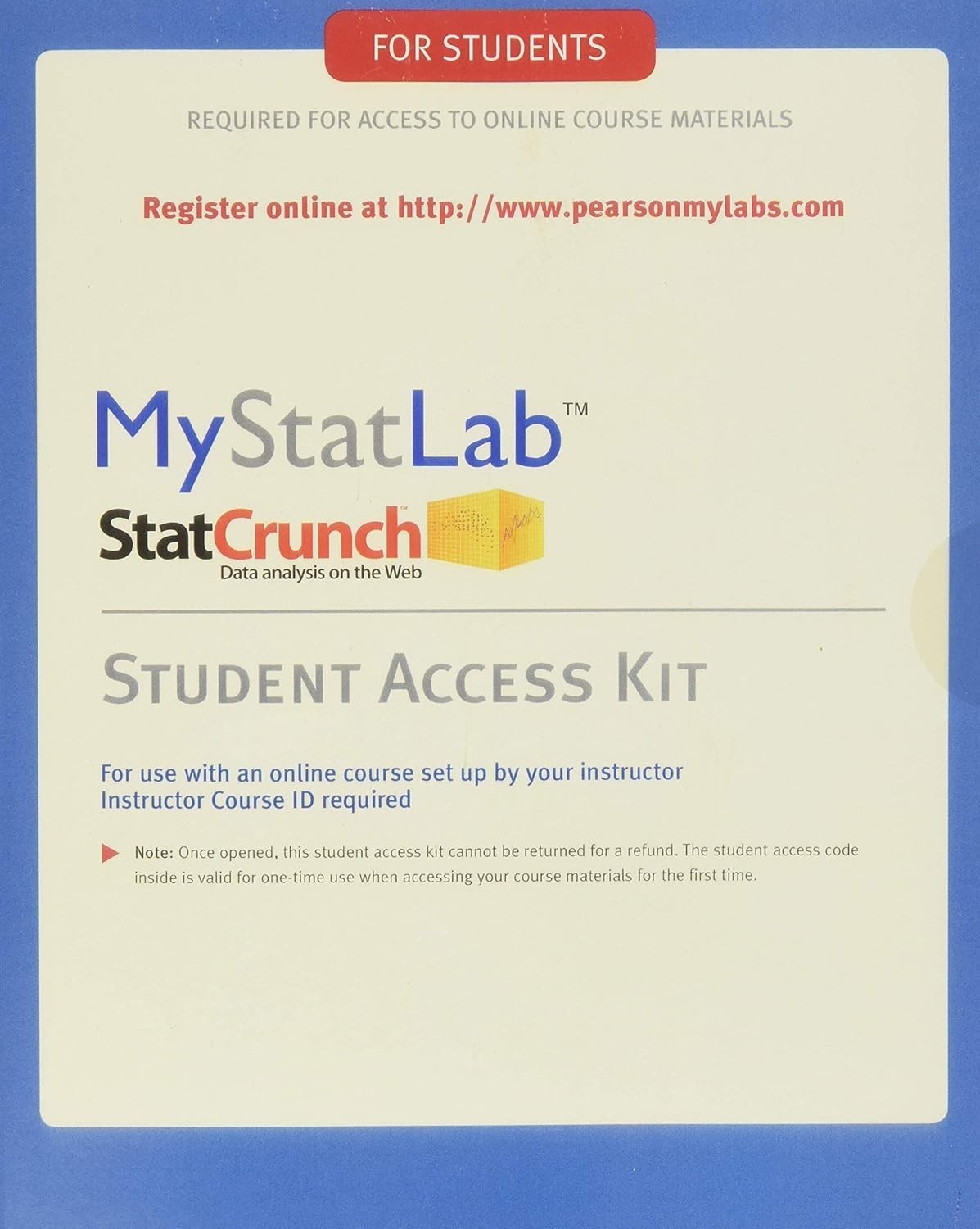 MyStatLab Student Access Code Kit: Including Statcrunch – FAST Delivery!