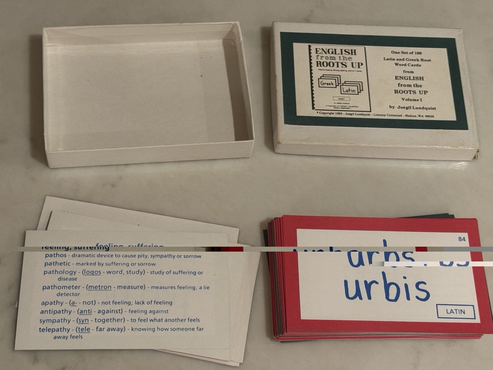 ENGLISH FROM THE ROOTS UP Vol 1 Greek – Latin by Lundquist Cards 1993 Complete