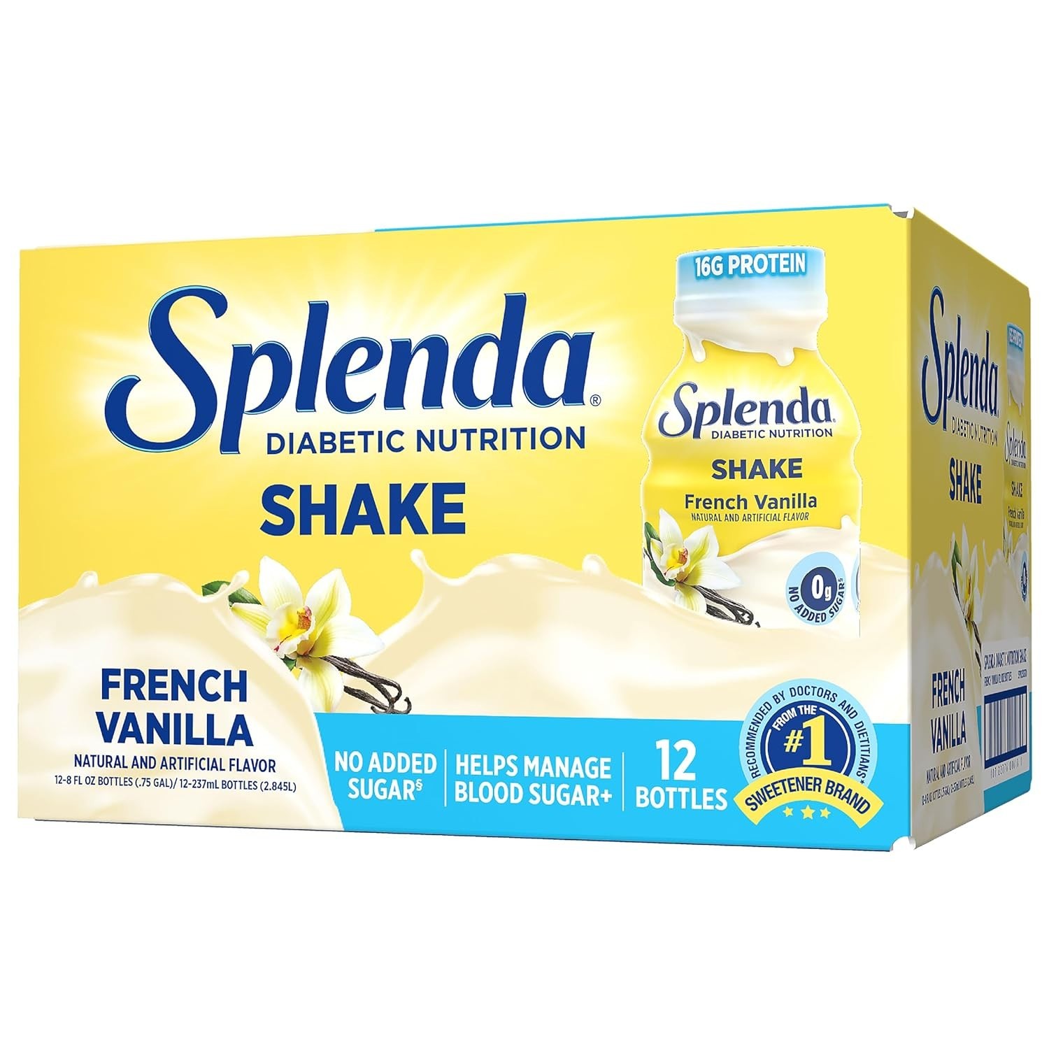 Smooth and Creamy Diabetes Nutrition Shakes – 12 Pack, 8oz Each, French Vanilla