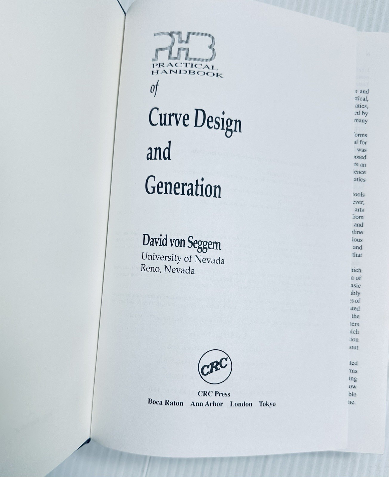 Practical Handbook of Curve Design and Generation CRC Press Engineering Math