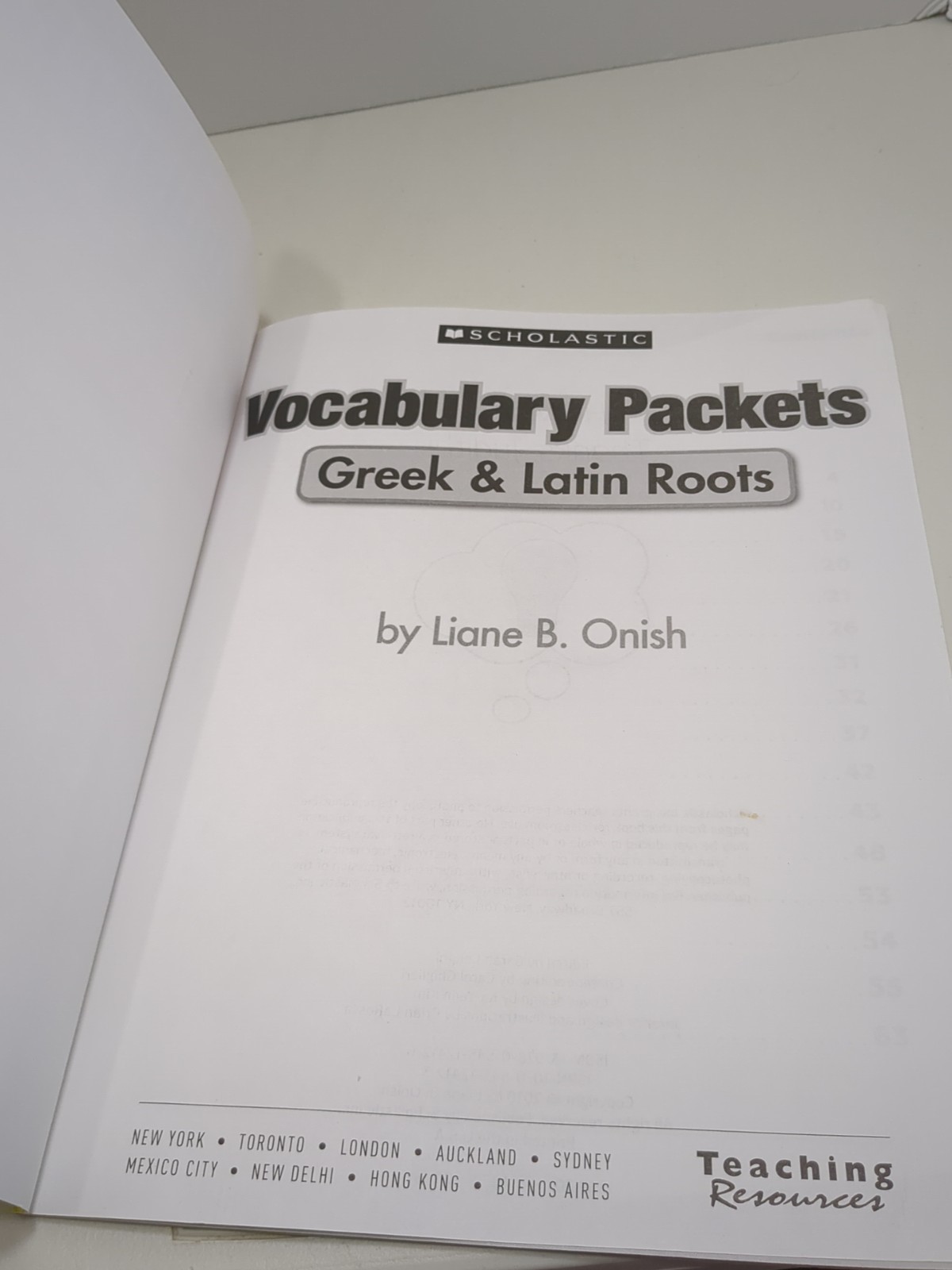 Vocabulary Packets-Greek & Latin Roots Workbook Grades 4-8 Scholastic Pre-owned